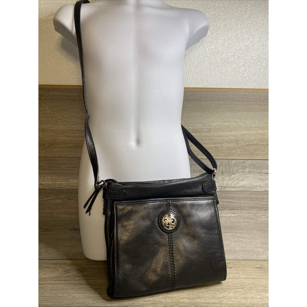 Brighton London Groove Selena Super Organizer Leather Crossbody Bag Black Purse